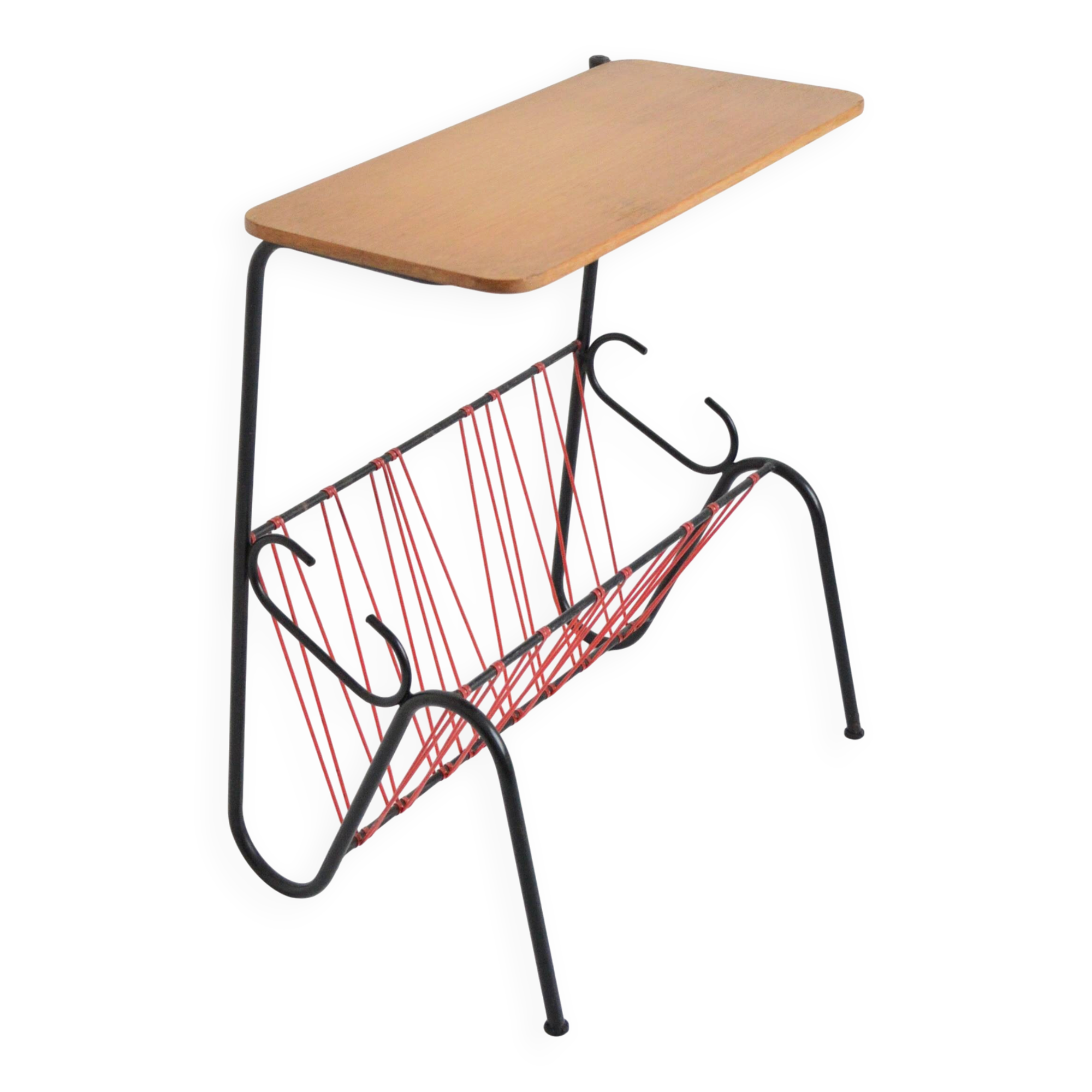 Side table / Scoubidou magazine rack 1950 vintage