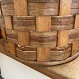 Corbeille à papier tissée en osier et bois ovale