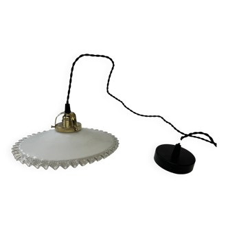 Antique vintage pendant light in opaline lace 25 cm