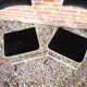 2 Antique Brass & Black Velvet Folding Chairs