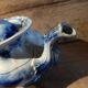 Antique blue teapot model Bryonia late 19th century Sarreguemines