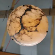 Art Deco Alabaster Pendant Light, Hand-Carved, 1920s