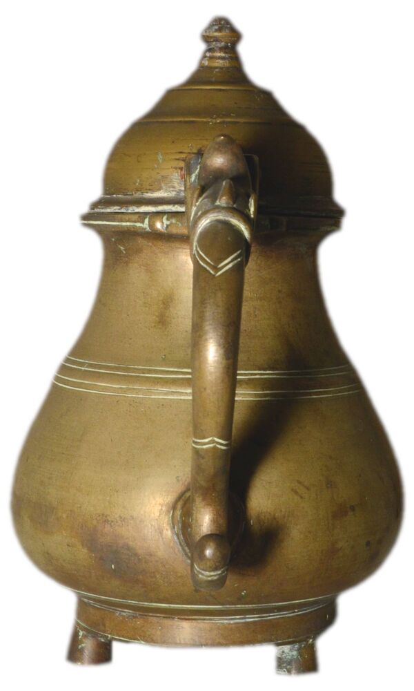 Verseuse, aiguière ou théière ethnique, ancienne, en bronze, Inde, 32x25cm