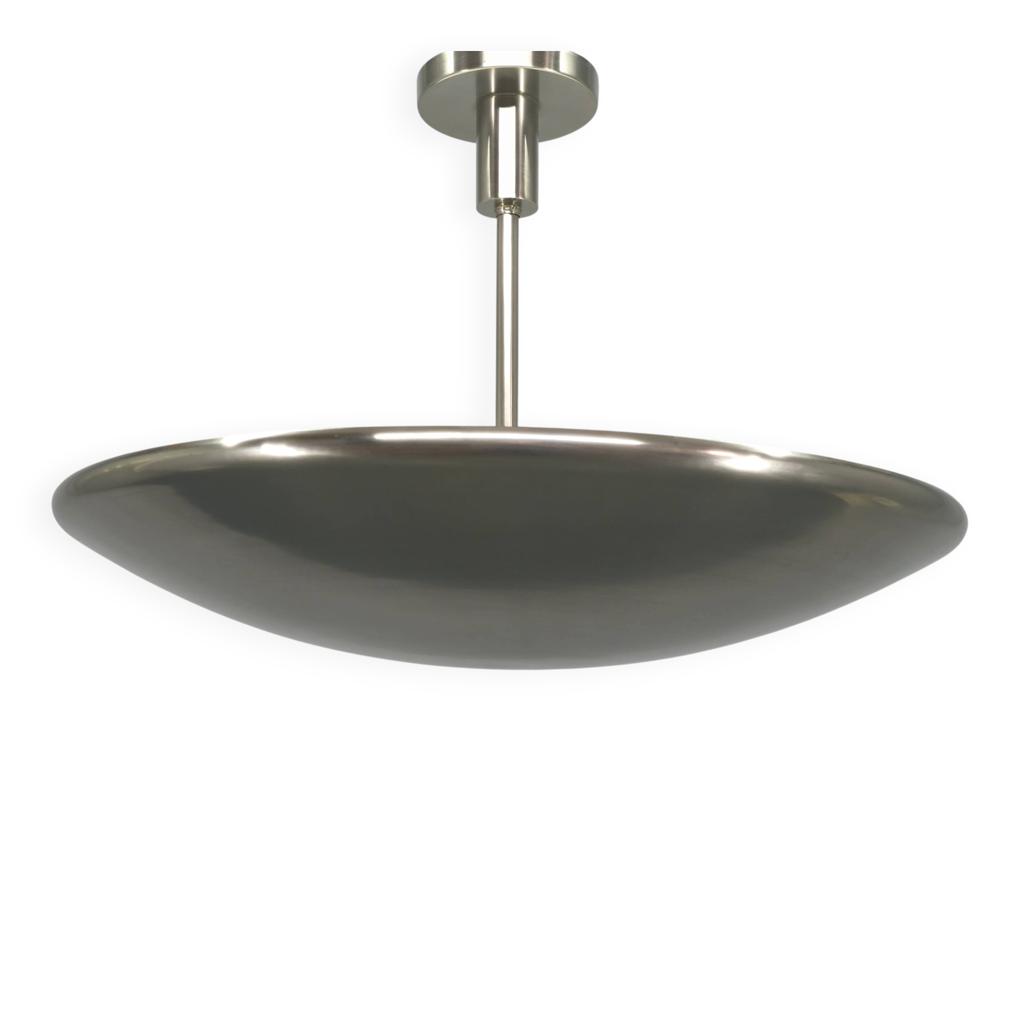 Bauhaus Indirect Ceiling Light, Nickel, Czechoslovakia 1930s