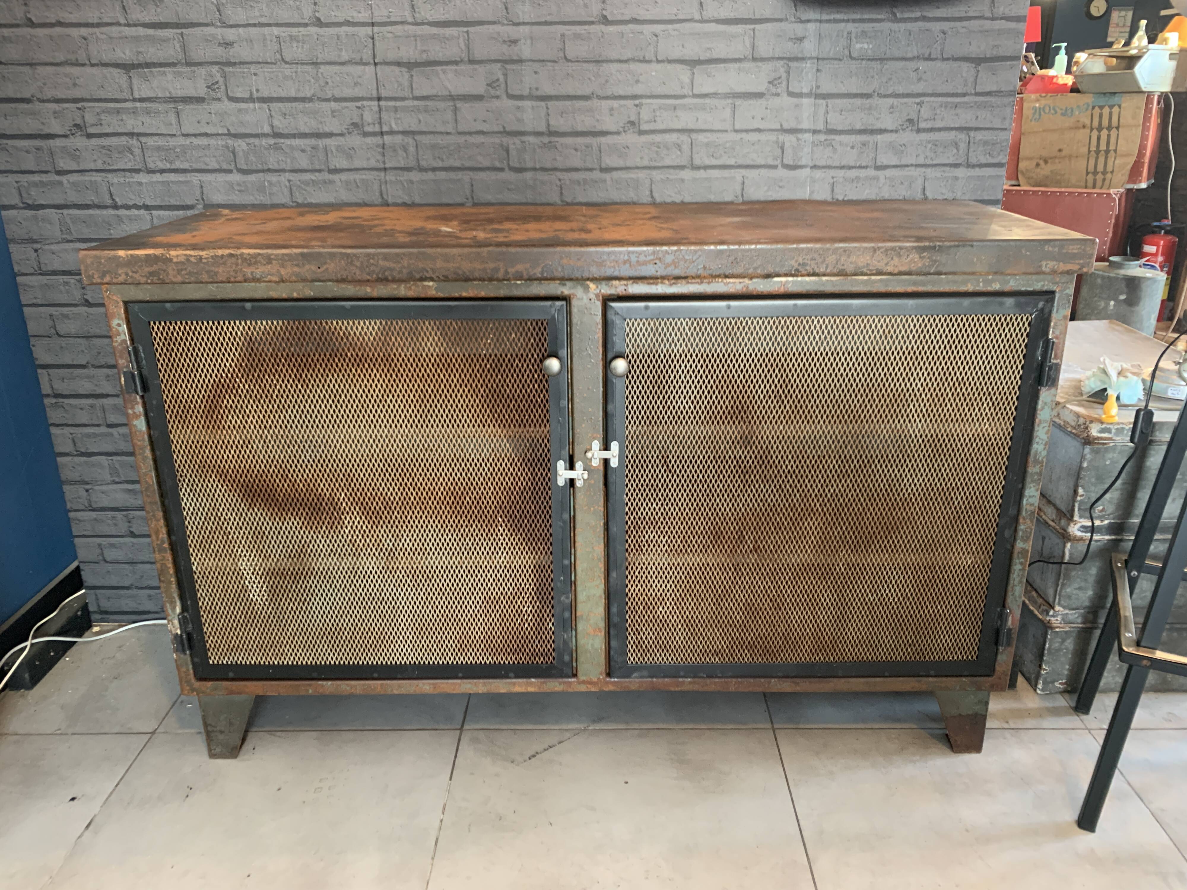 Old steel workshop cabinet