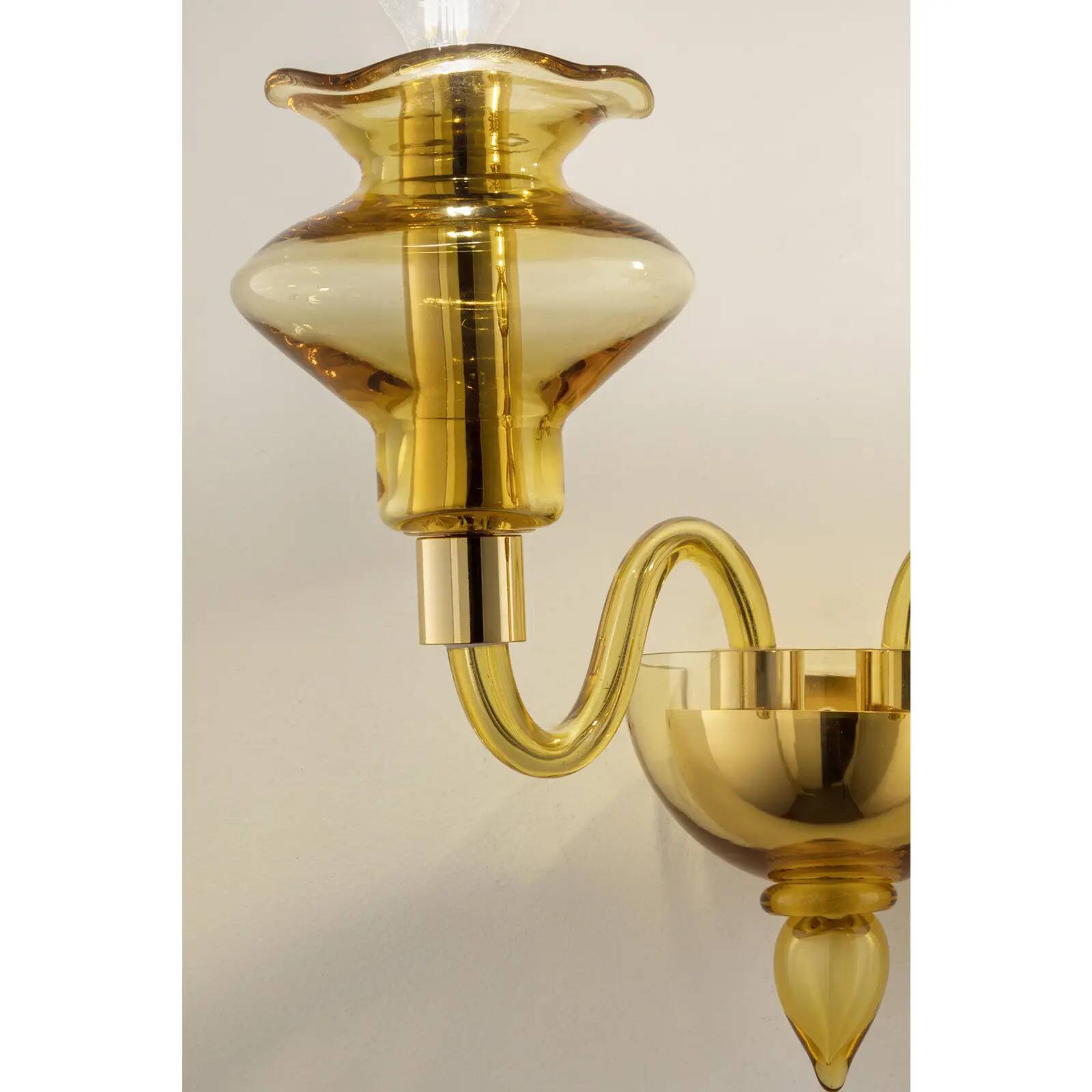 Modern Amber Murano Glass Sconce with Elegant Linear Design