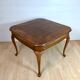 Table basse "chippendale" marqueterie et rotin