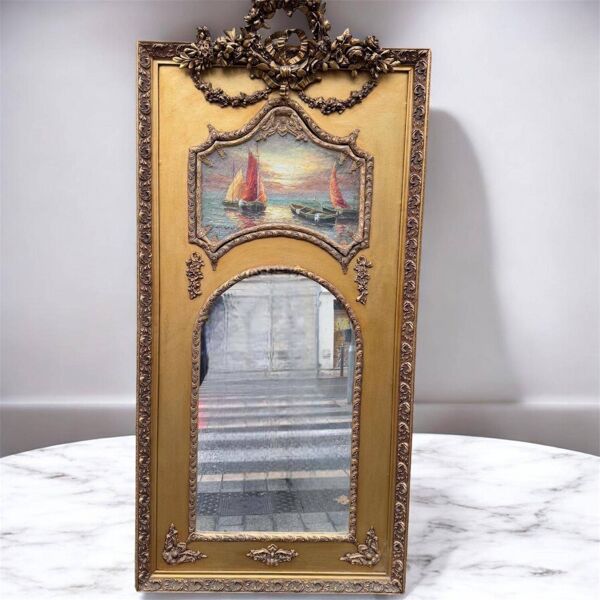 Grand miroir avec tableau bateau