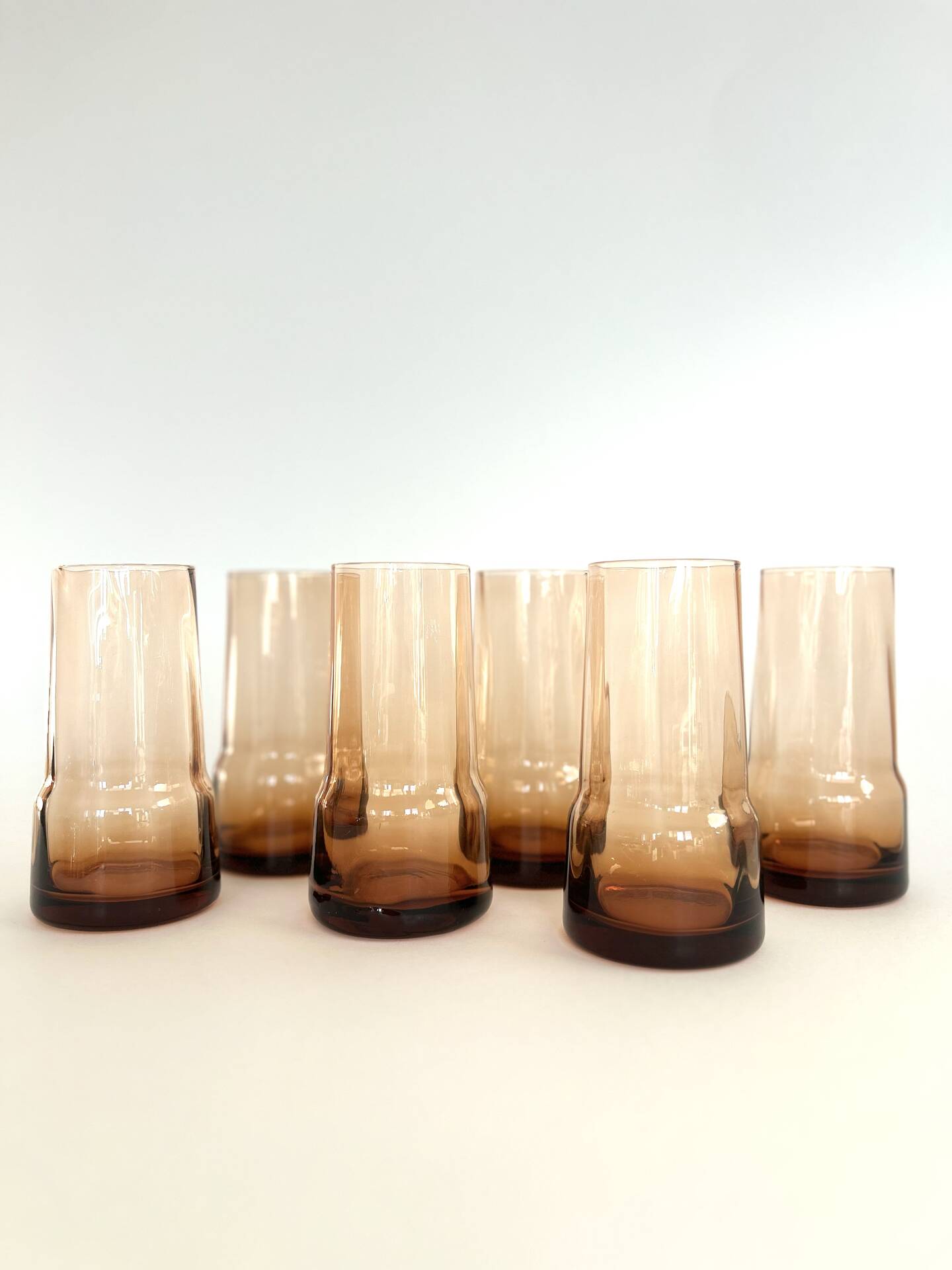 Set of 6 amber glasses from the 70s.