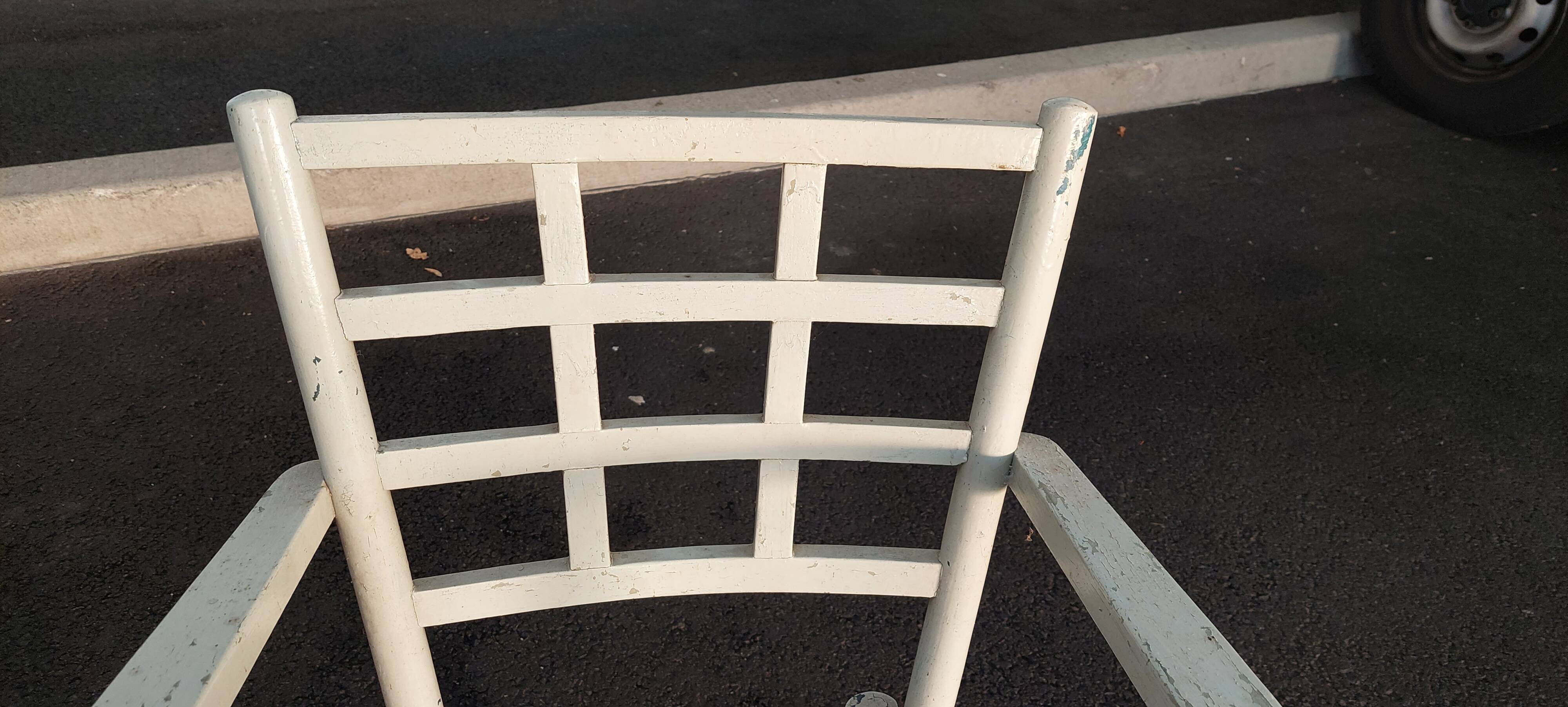 1960s whitewashed wood conservatory armchair