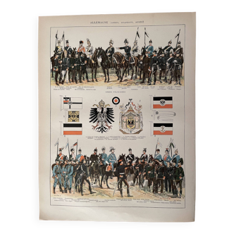 Lithographie sur l'armée d'Allemagne - 1900