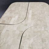 Coffee table in mosaic travertine and brass 70