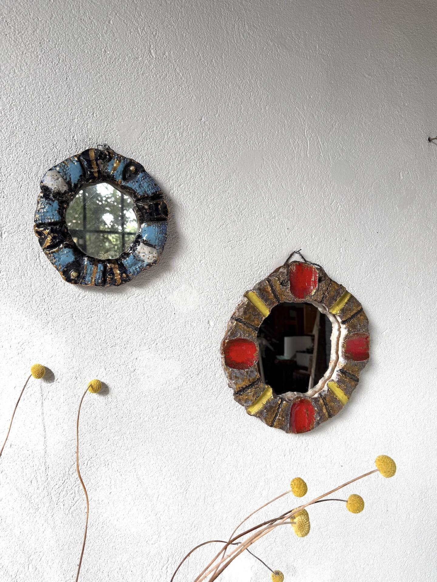 Pair of ceramic mirrors 1950 dlg Mithé