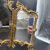Miroir Triptyque, Bronze Doré, vers 1900.