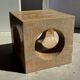 Coffee table, or openwork cubic stool in natural monoxyle mango wood H40.