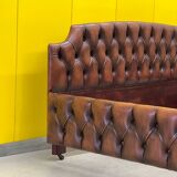 1980's Chesterfield Brown leather Bed.