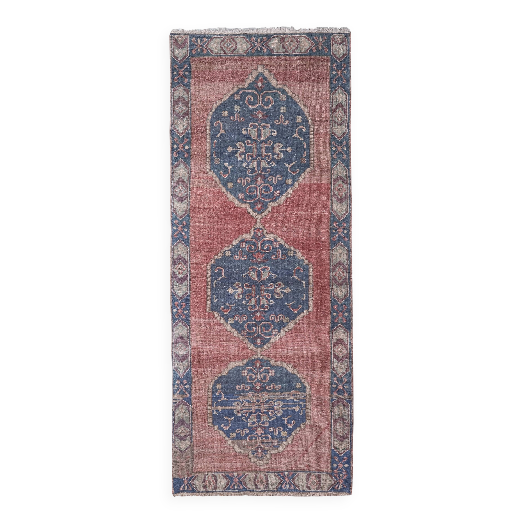 Vintage Turkish Oushak Rug Handwoven 101x262 cm