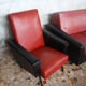 3-seater sofa and 2 rockabilly chairs in red and black skai
