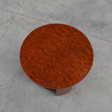 Round Art Deco coffee table in burl veneer, France ca. 1920