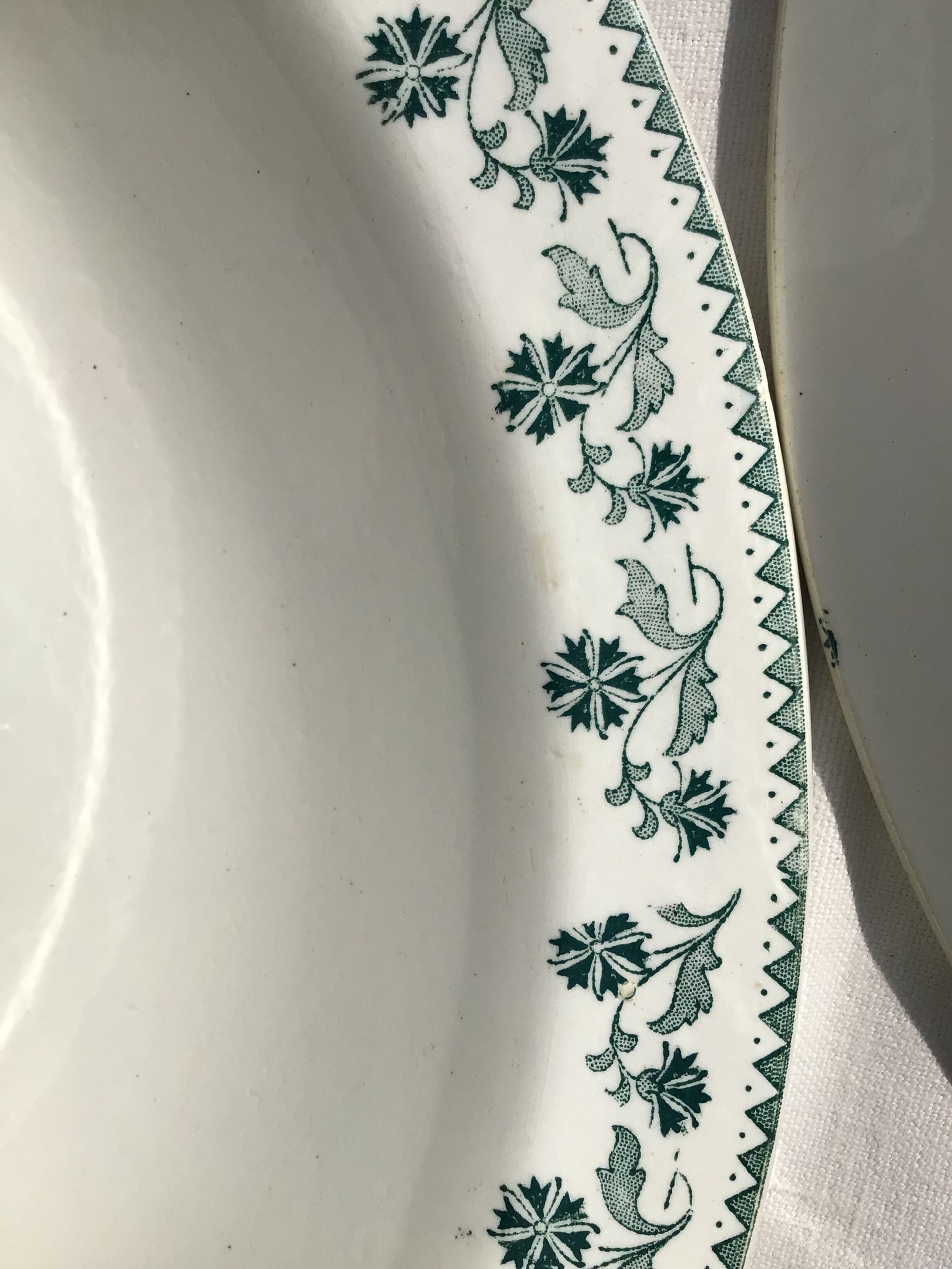 2 Plates Terre de Fer Moulin des Loups Georgette dark green diameter 28cm