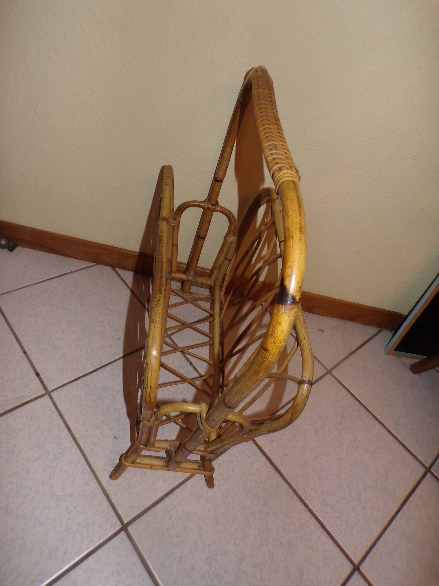 Rattan magazine holder