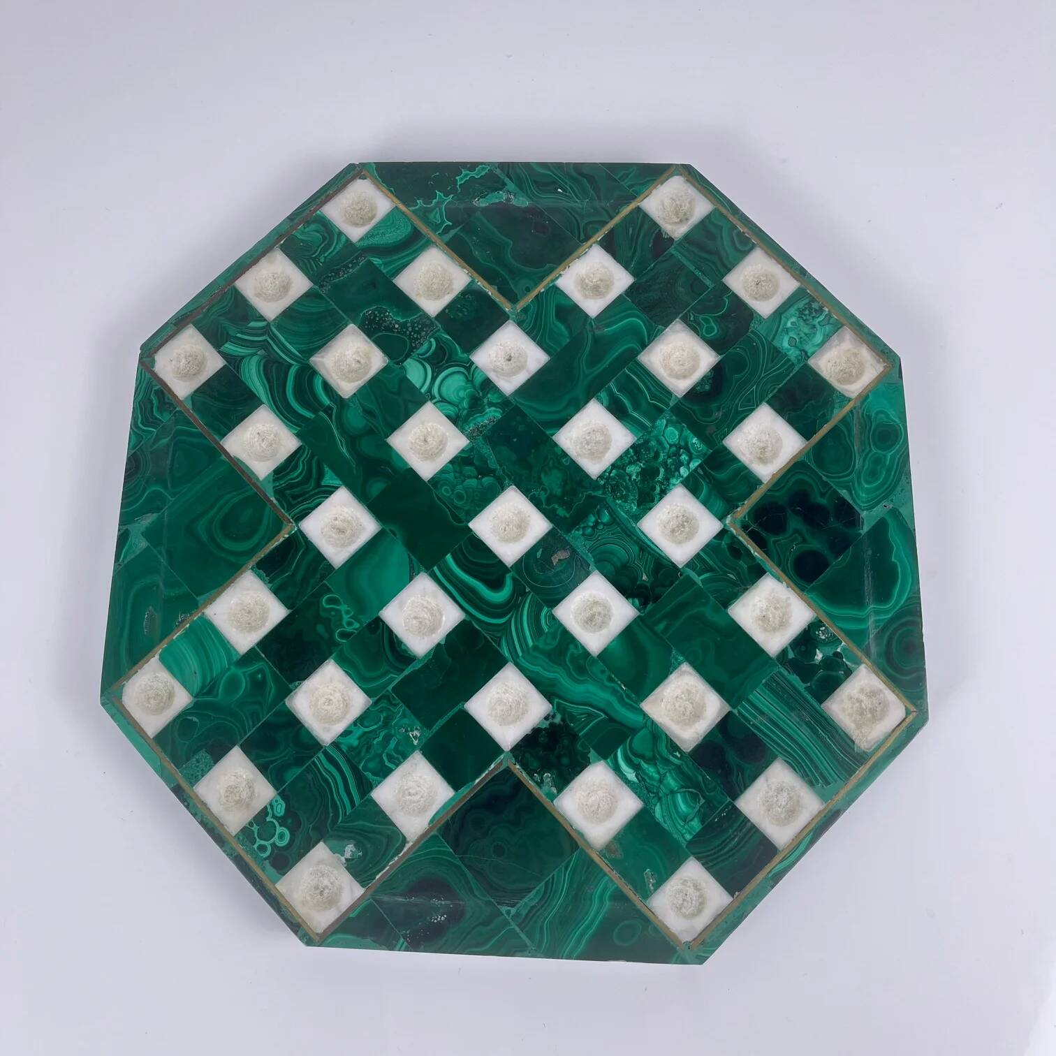 Jeu de solitaire en malachite de forme octogonale, 1950/70