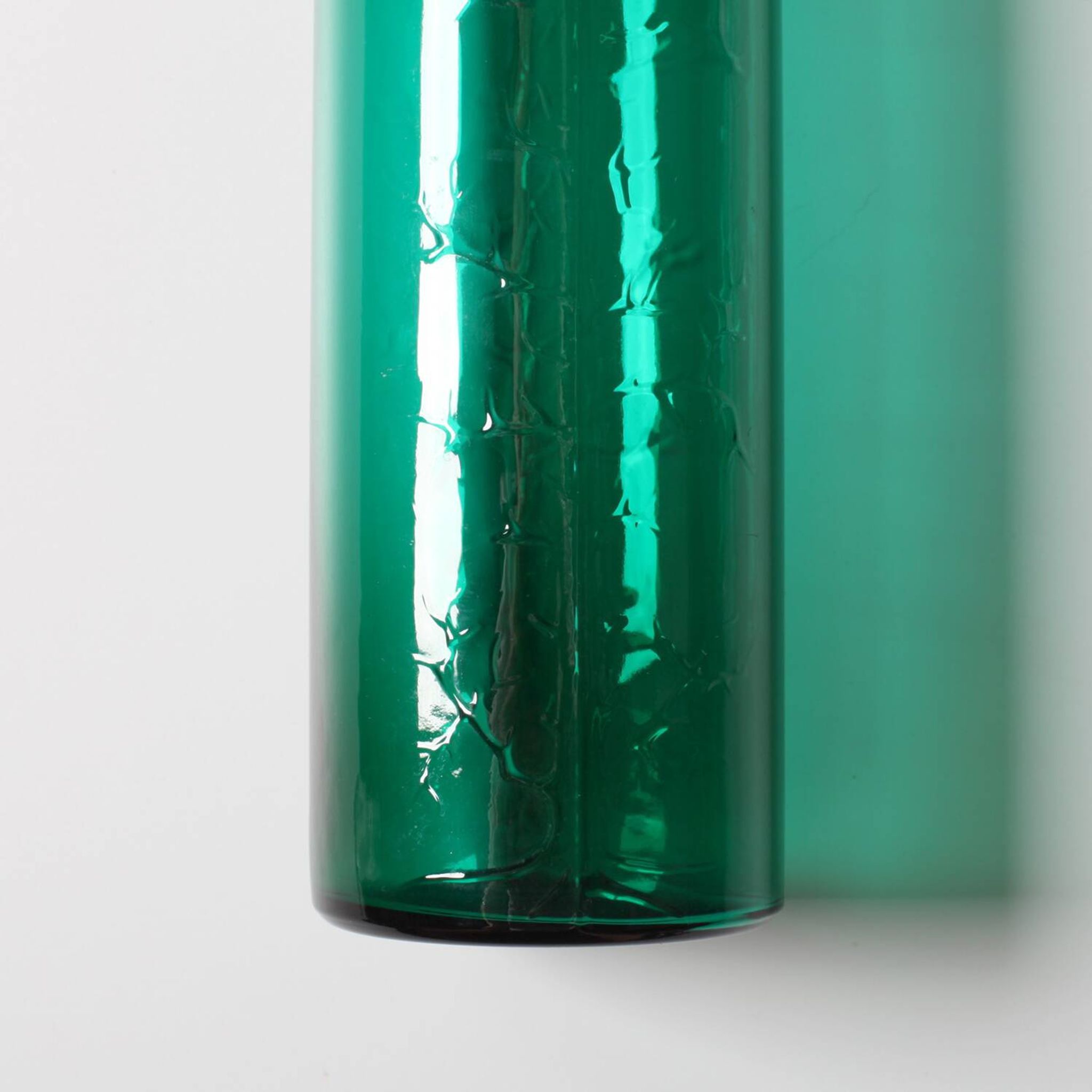 Green Mid-century Glass Vase Ek with Plant Pattern / Björkshults Glasbruk