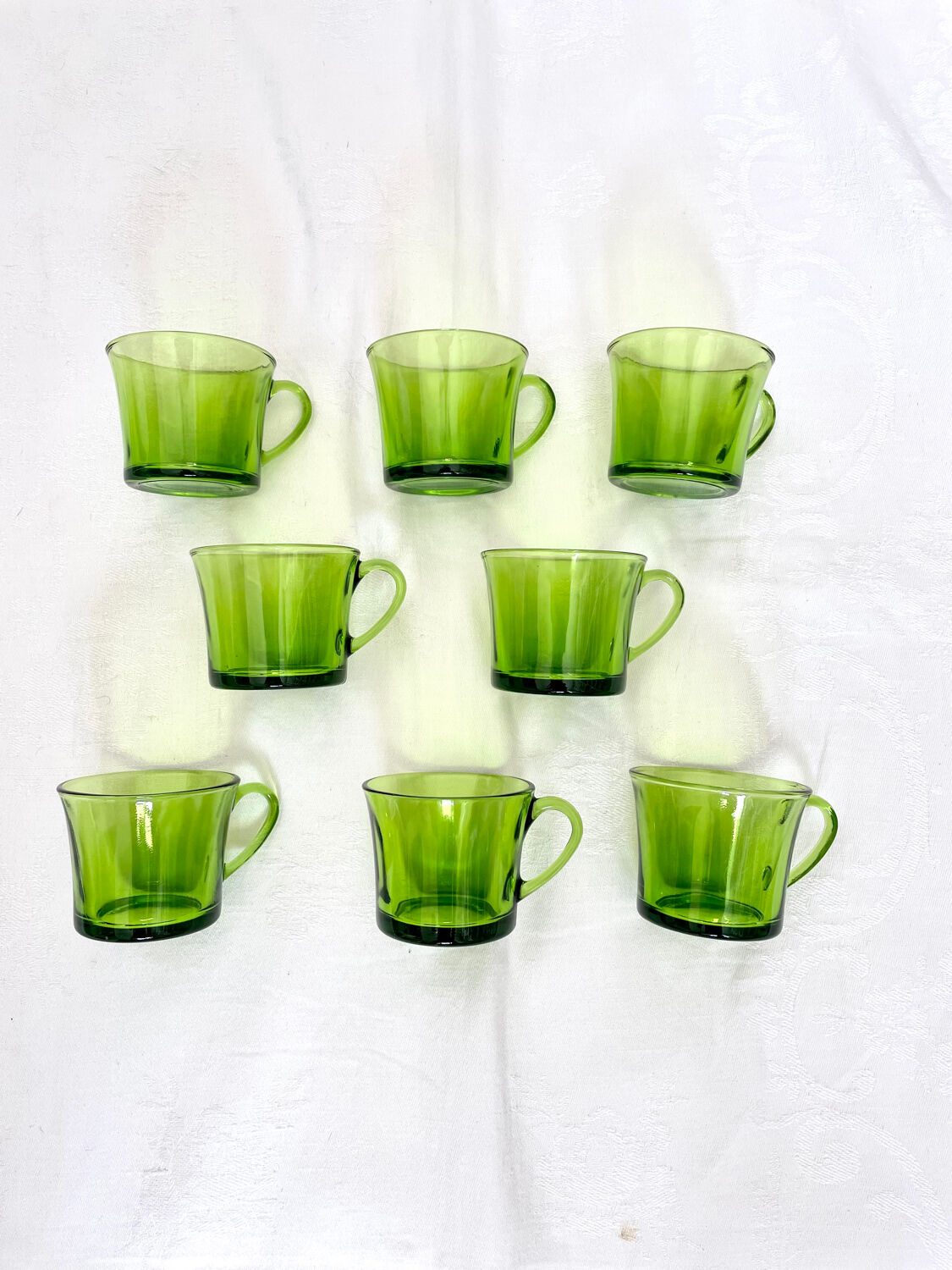 Set of 8 cups vintage green glass Duralex