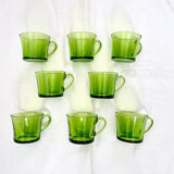 Set of 8 cups vintage green glass Duralex