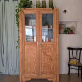 Old glass-fronted wooden library – blue interior