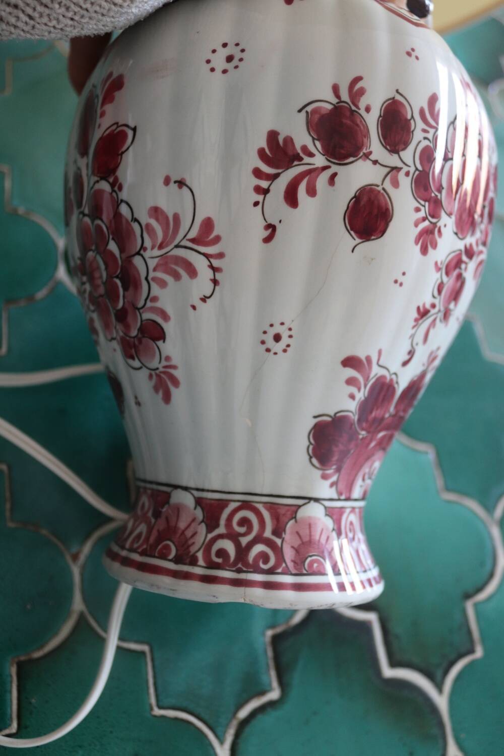 Vintage red holland ceramic lamp