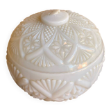 Vintage White Opaline Ball Box #C894