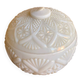 Bonbonnière Boule Boite Ancienne Opaline Blanche Vintage #C894