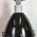 Large Industrial Enamel Factory Pendant Lamp with Glass Cover, 1960s