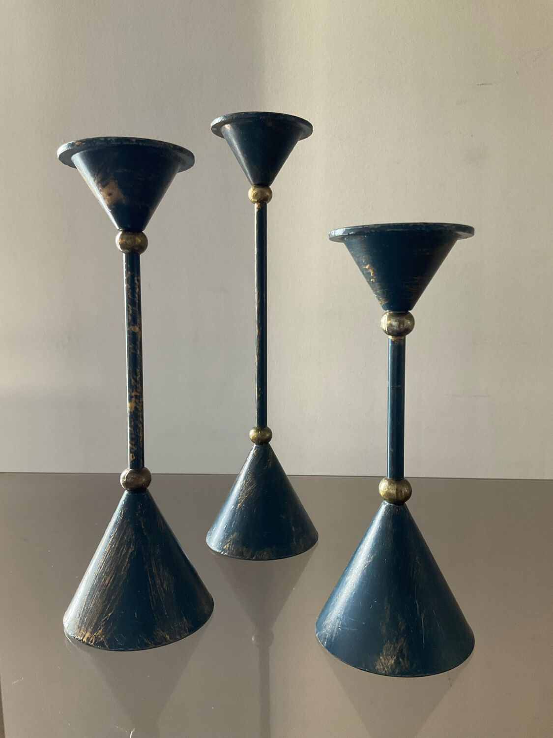 Trio of vintage candle holders from the 70s-80s