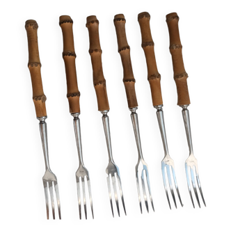 Set of 6 bamboo forks