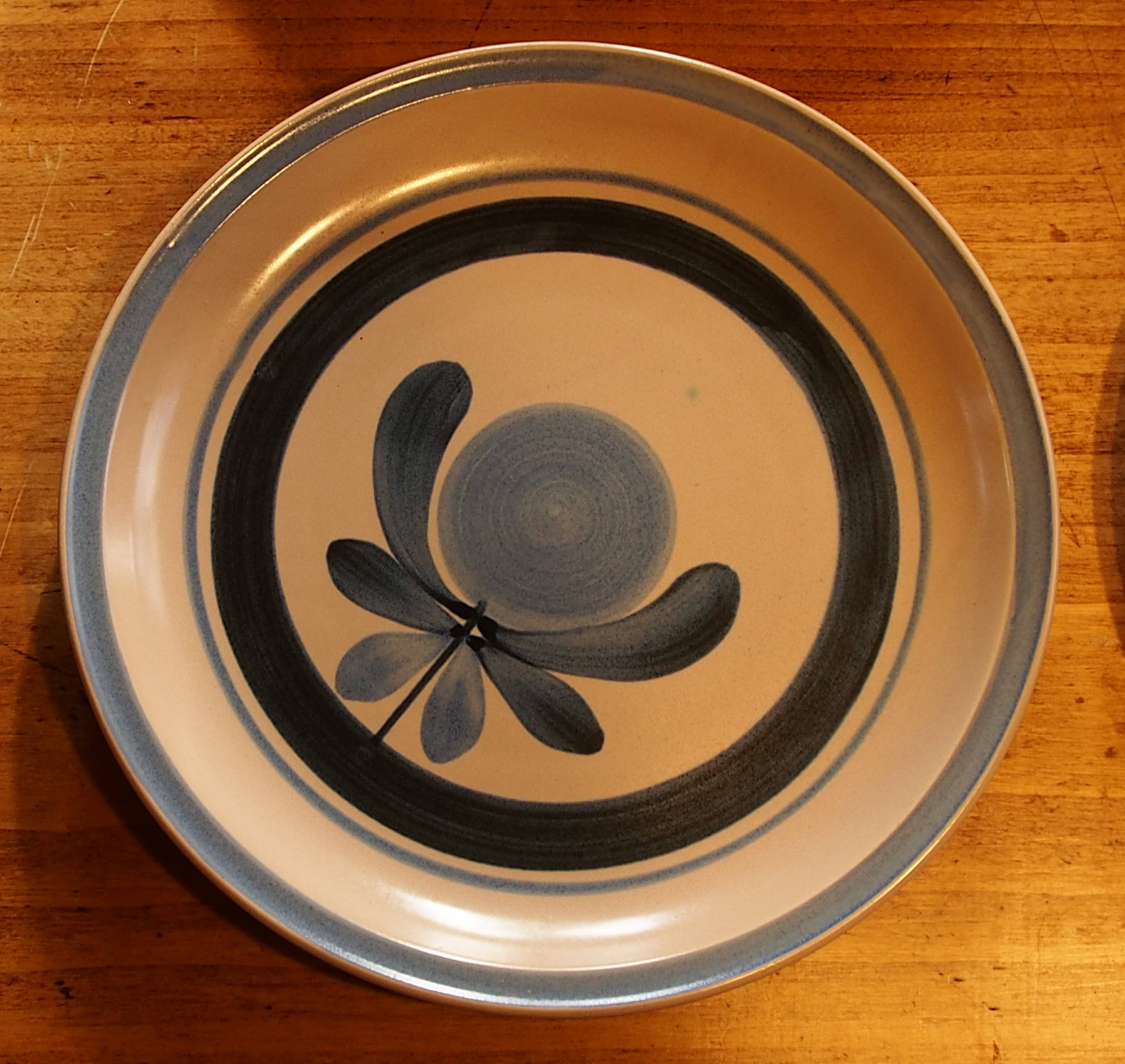 Set of 4 flat plates in Gien earthenware Angona model
