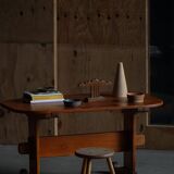 Primitive Swedish oval dining table in pine, early 20th century.