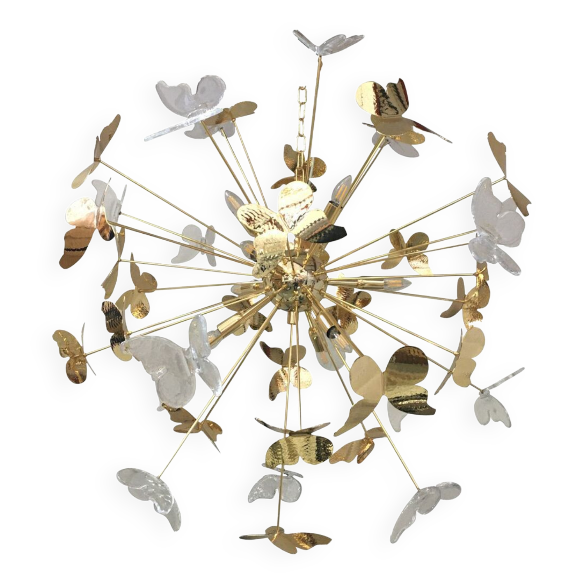 Brass and Murano glass chandelier