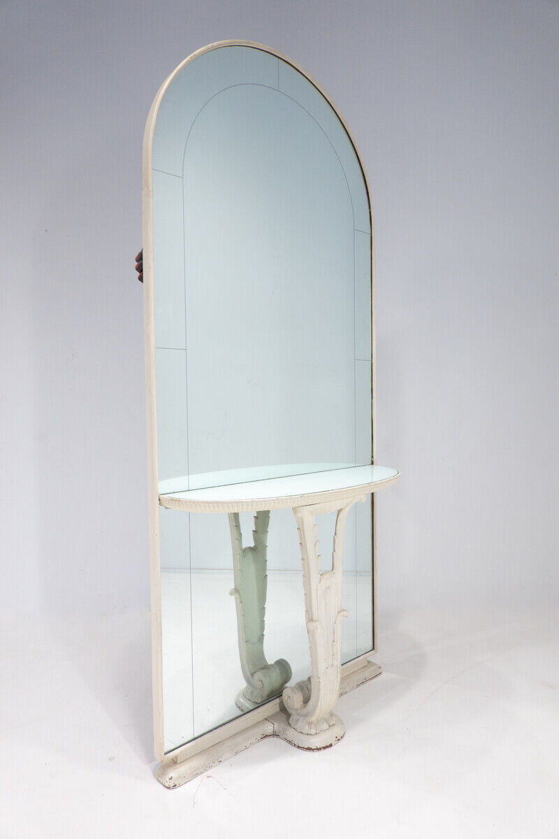 Italian console mirror, wood and glass