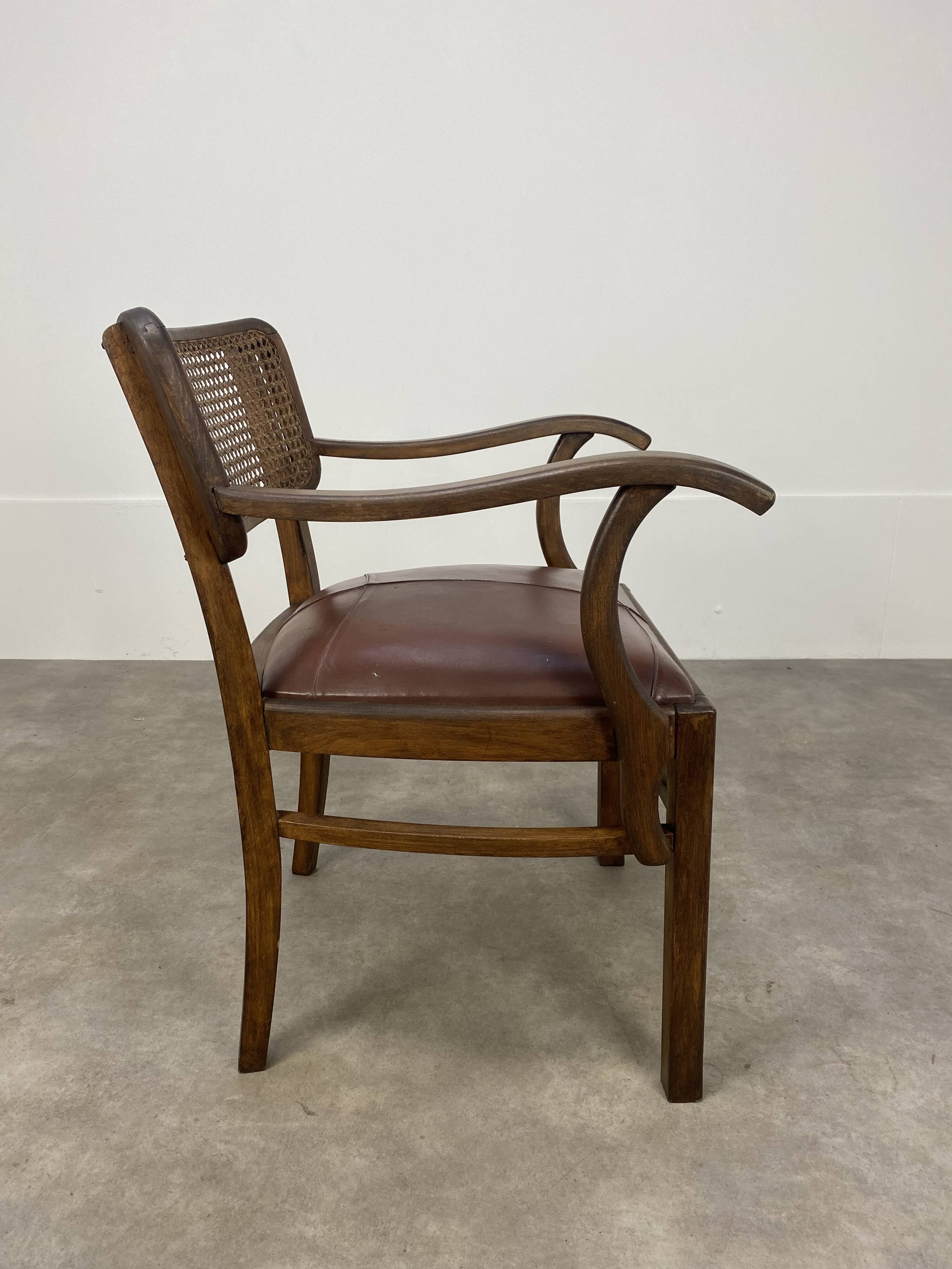 Office chair format bridge wood leather and canning 20s