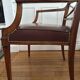 Pair of leather and wood bridge armchairs – Directoire style, 1940s