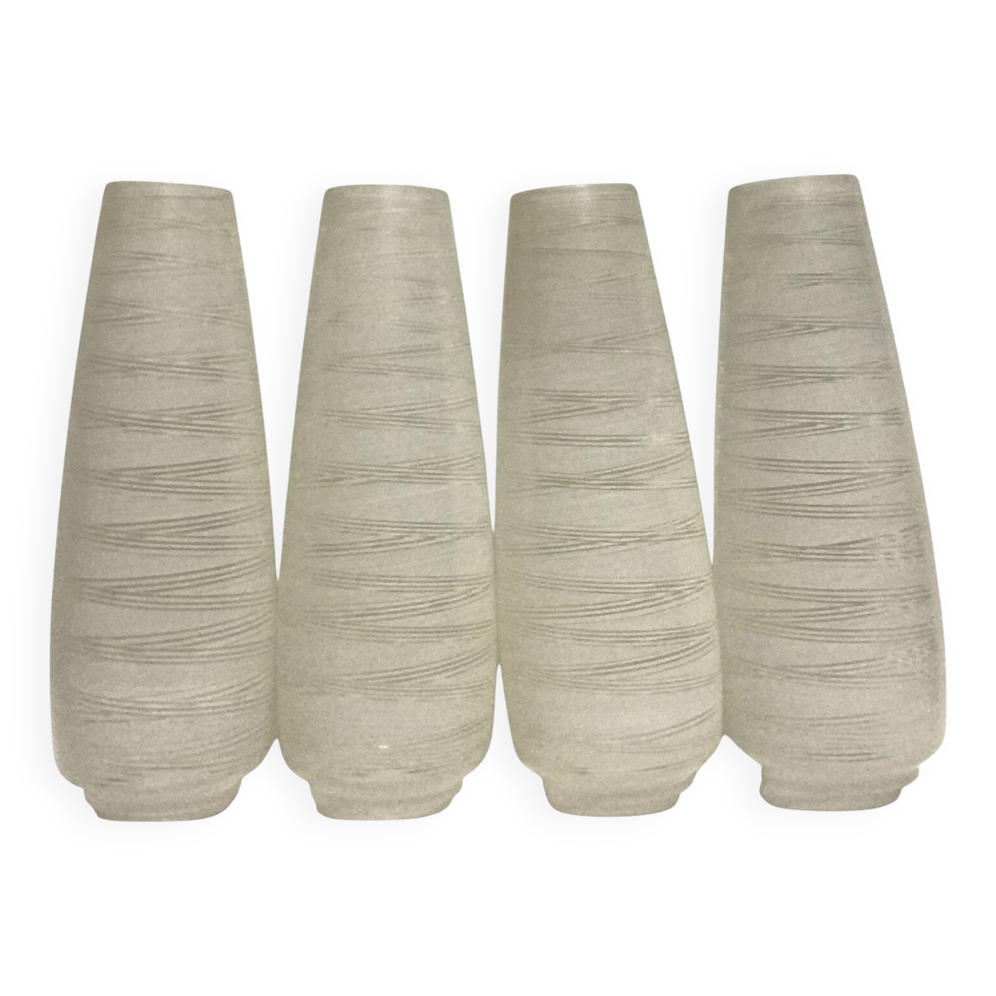 Set of 4 antique cone-shaped tulips in ribbed opaline glass for ap