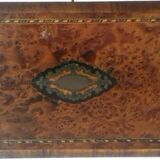 Old box row mail, jewelry, elm magnifying glass