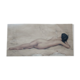 Lithographie femme, nu