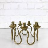 Scandinavian brass candle holder by Lars Holmström, Sweden 1950s