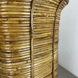 Aubock style rattan and brass bauhaus waste bin France 1960s
