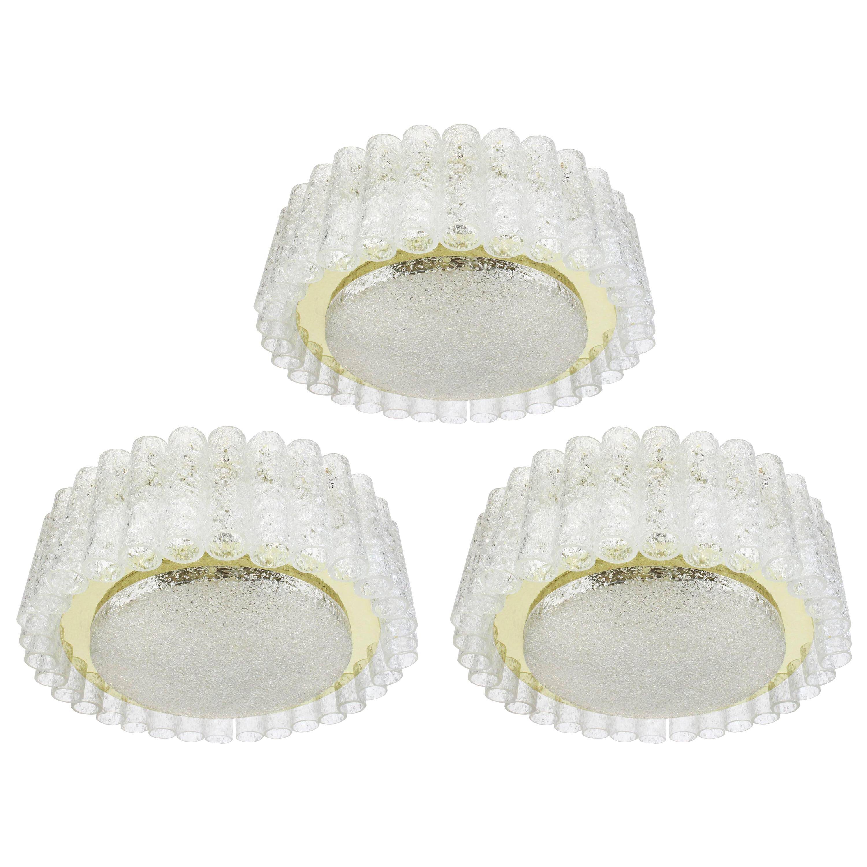 Lustre Doria Murano in glass tubes with brass surround, Germany, 1960s