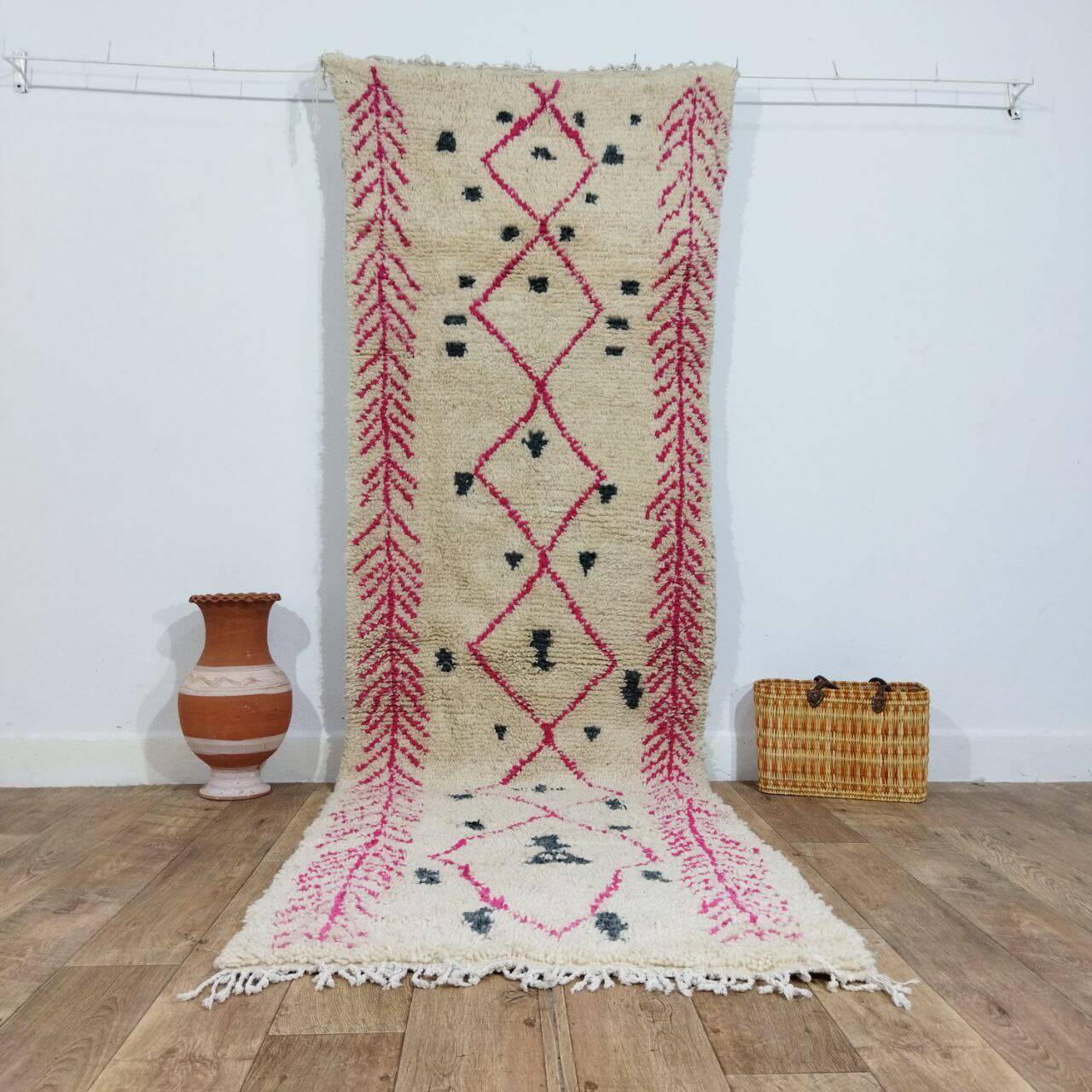 Berber hallway rug pink 290 X 90 CM