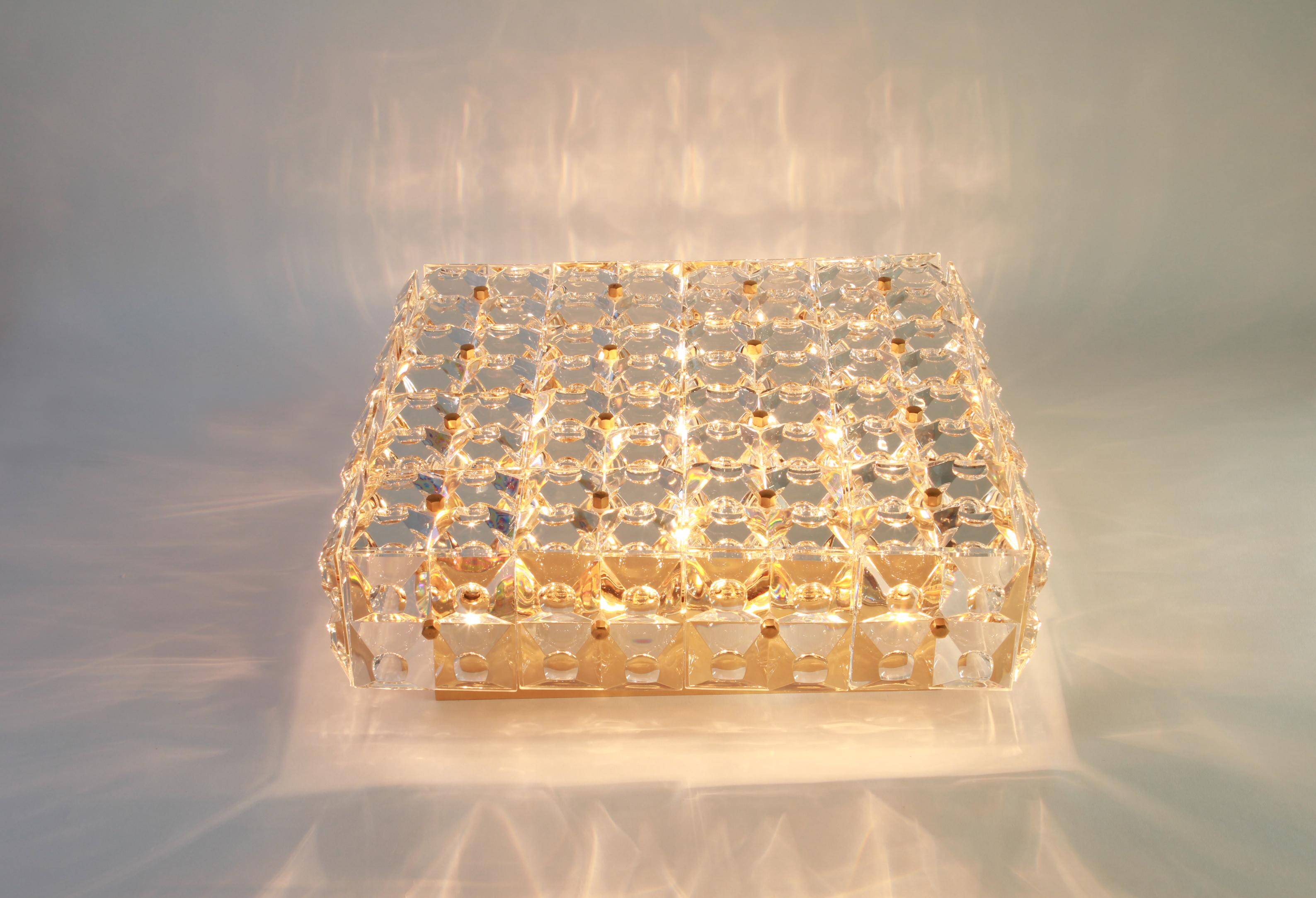 Large faceted crystal ceiling light by Kinkeldey, Germany, 1970s.